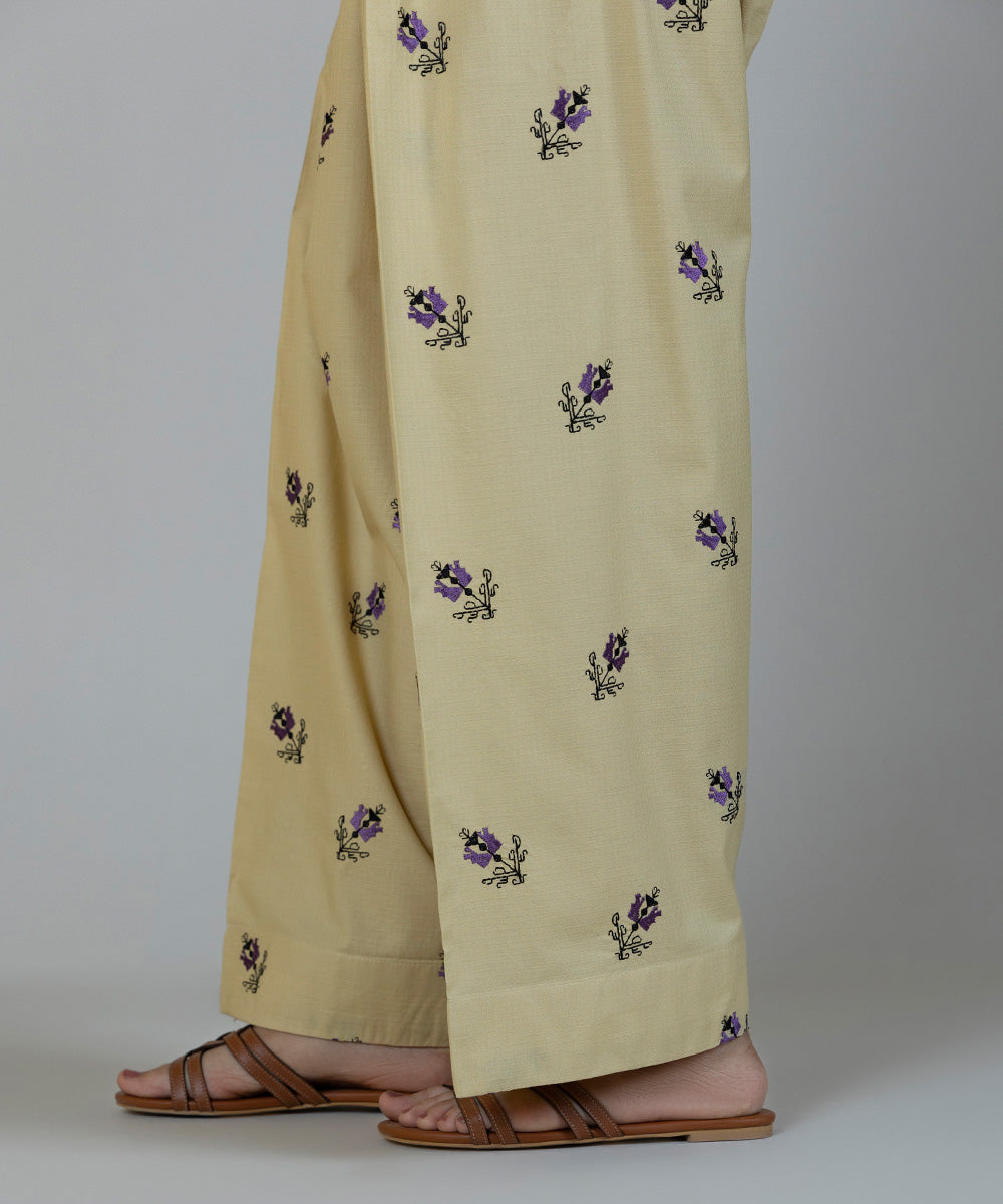 Women's Pret Dobby Embroidered Beige Shalwar