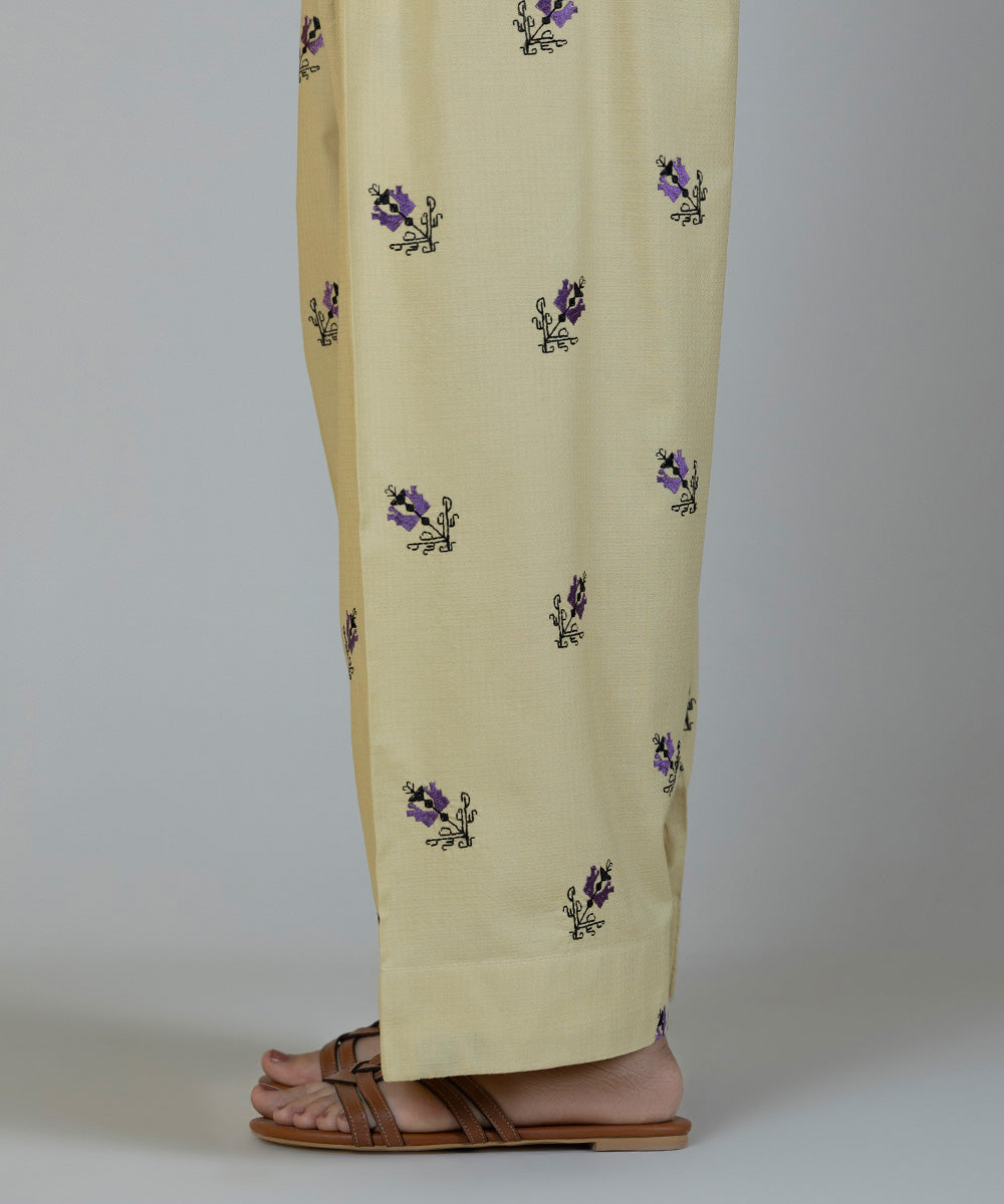 Women's Pret Dobby Embroidered Beige Shalwar