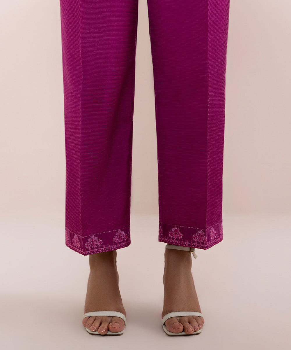 Women's Pret Embroidered Silk Cotton Net Purple 2 Piece Suit