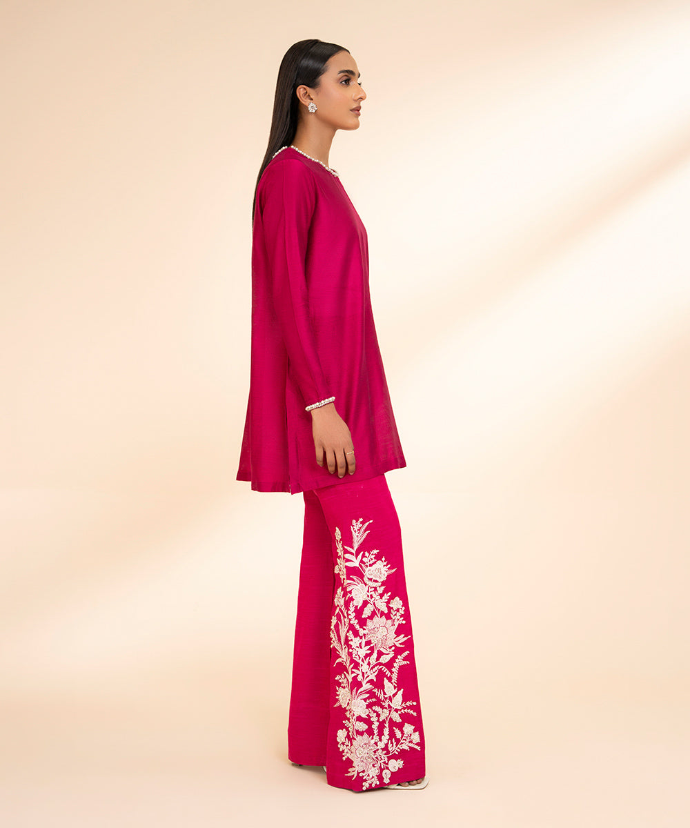 Women's Pret Silk Cotton Net Pink 2 Piece Suit