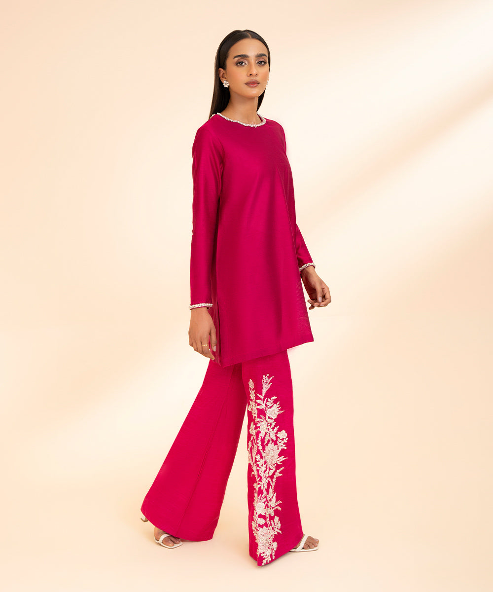 Women's Pret Silk Cotton Net Pink 2 Piece Suit