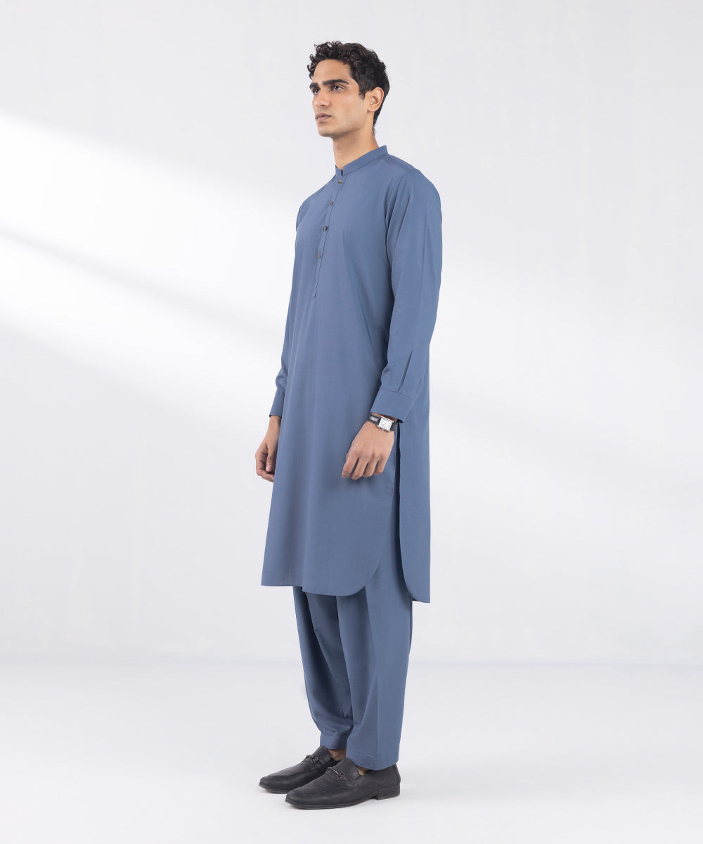 Men's Stitched Premium Wash and Wear Blue Suit