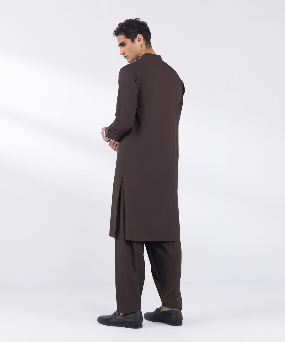 Men's Stitched Premium Wash and Wear Brown Suit