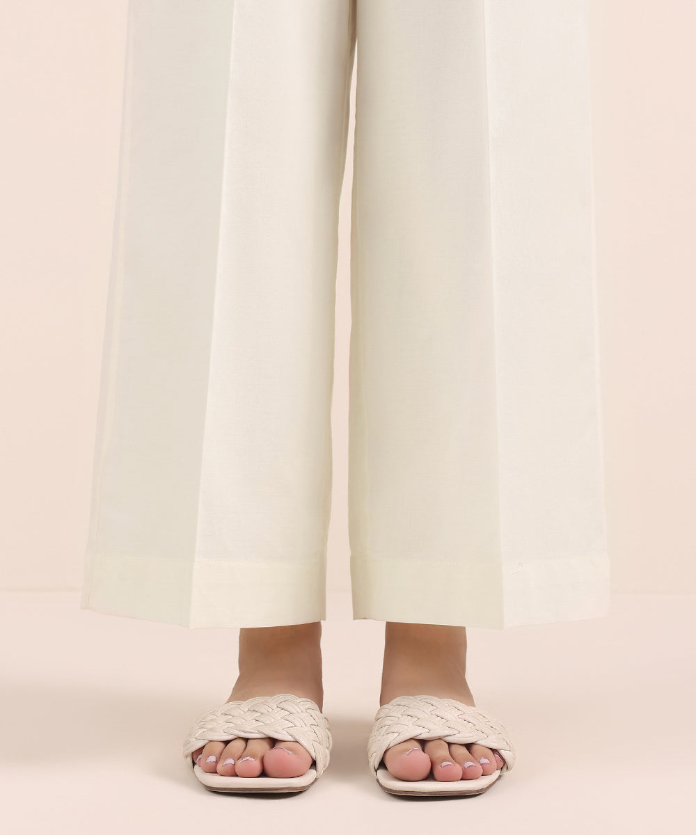 Women's Pret Cambric Off White Dyed Culottes