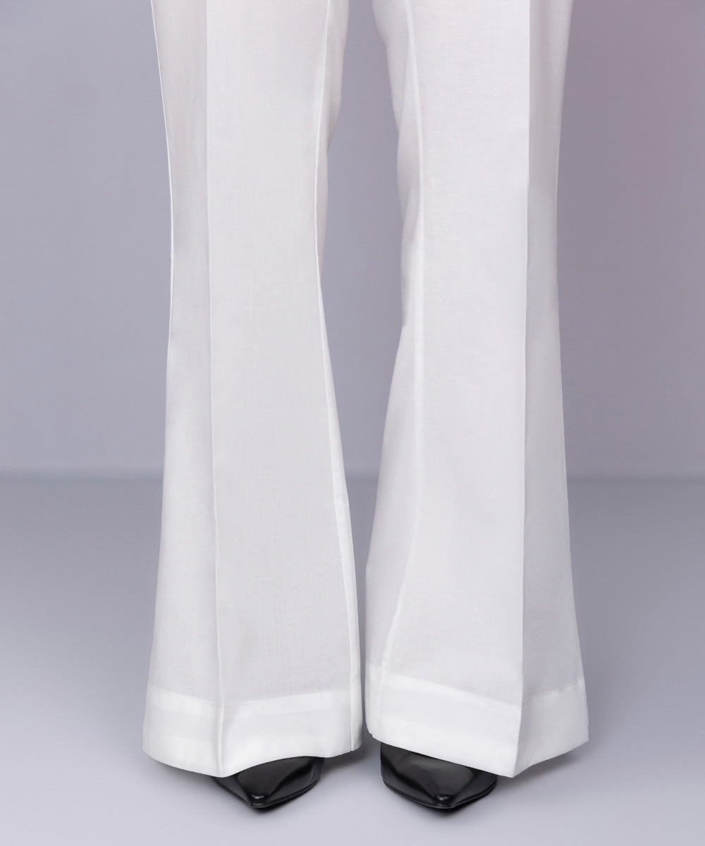 Women's Pret Cambric Solid White Boot Cut Pants