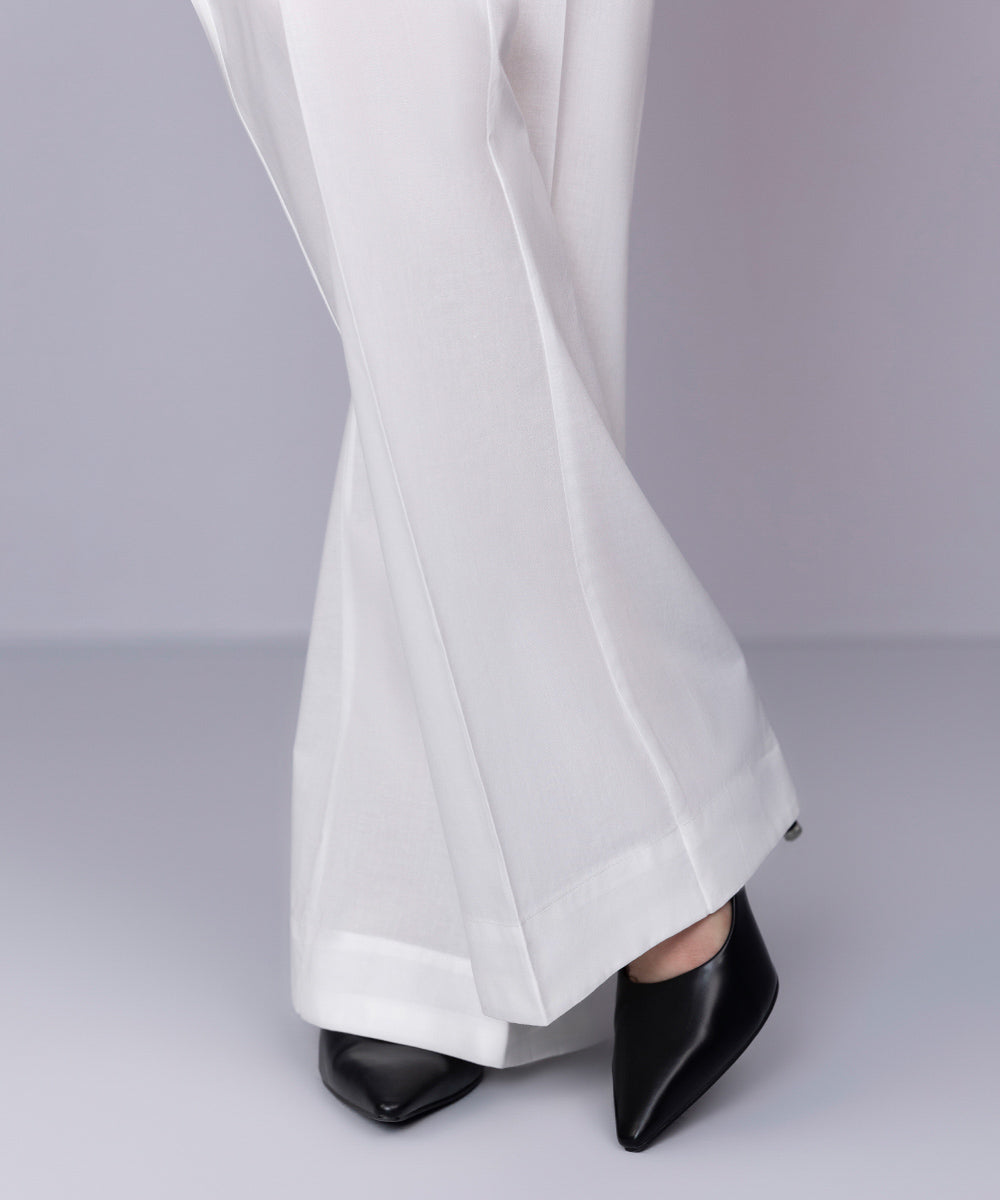 Women's Pret Cambric Solid White Boot Cut Pants