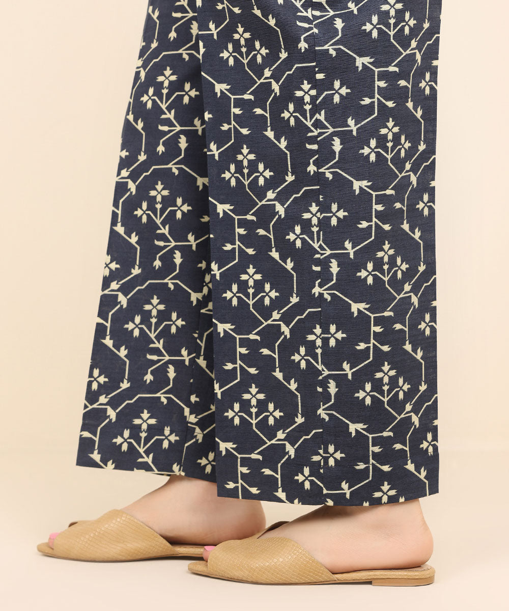 Women's Pret Khaddar Blue Printed Culottes