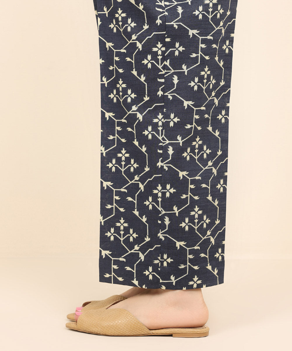 Women's Pret Khaddar Blue Printed Culottes