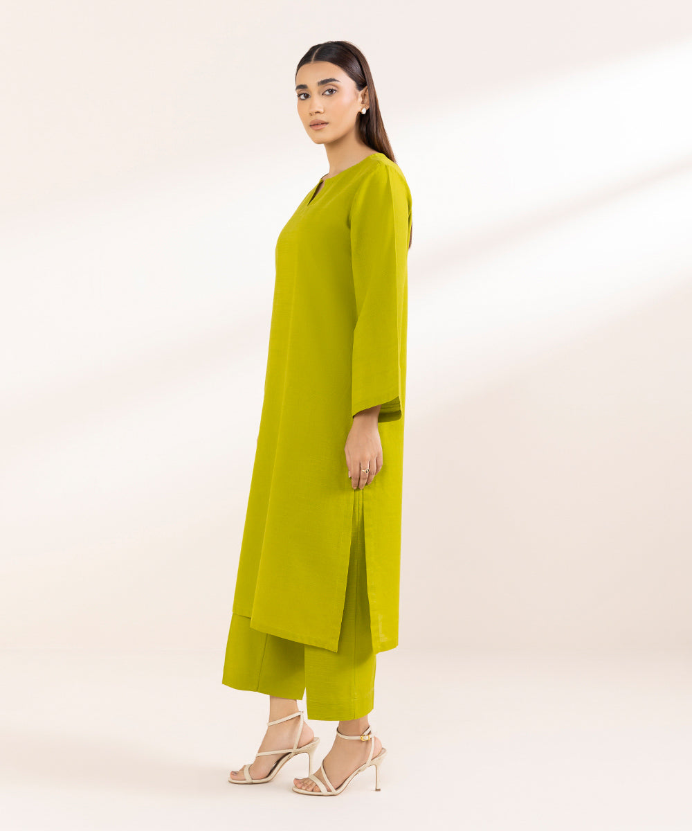 Women's Pret Khaddar Green Solid A-Line Shirt