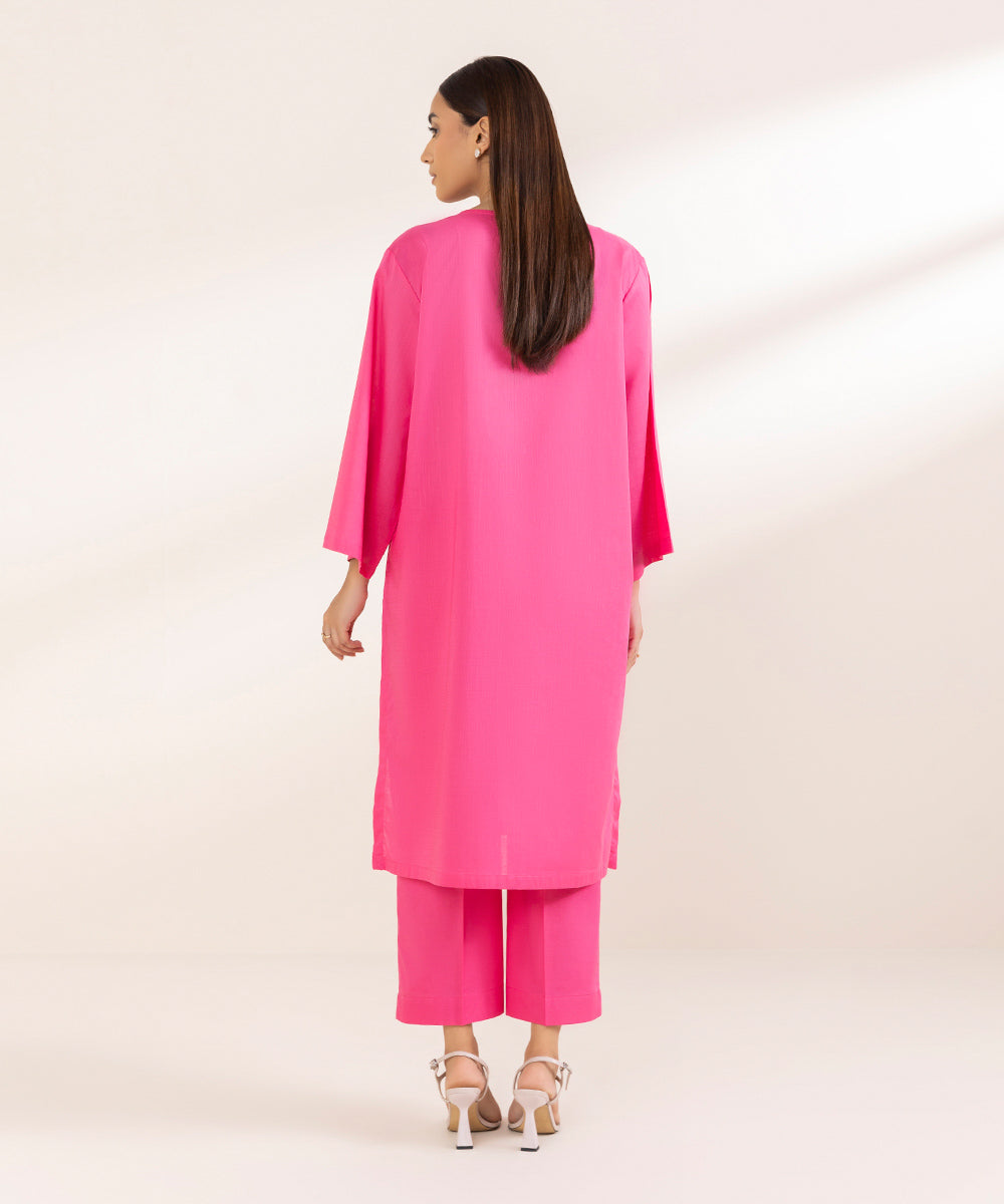 Women's Pret Khaddar Pink Solid Boxy Shirt