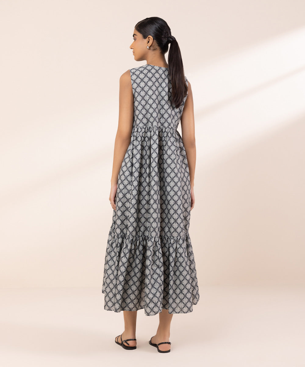 Women's Pret Lawn Printed Grey Tier Dress