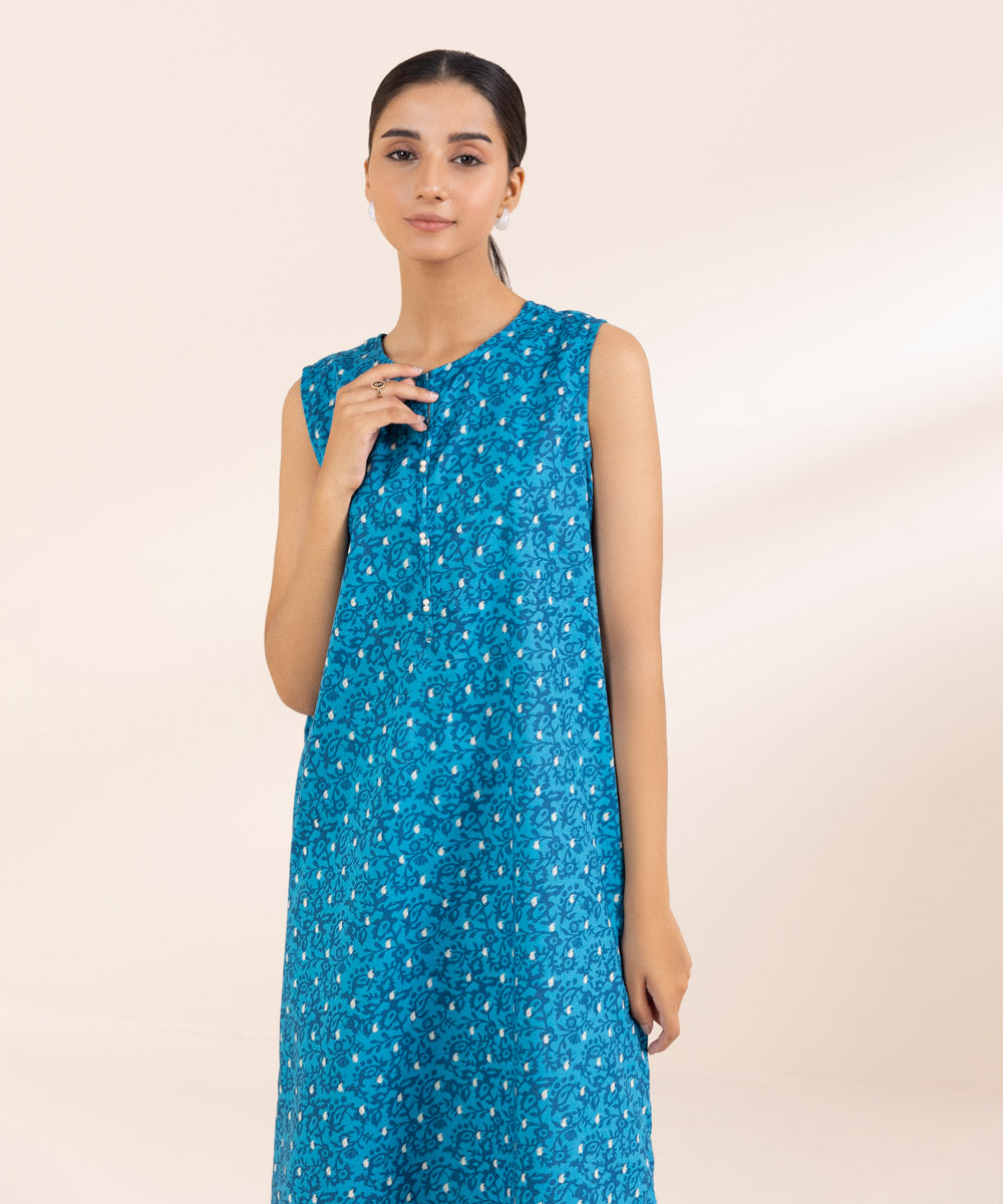 Women's Pret Lawn Blue Printed A-Line Shirt