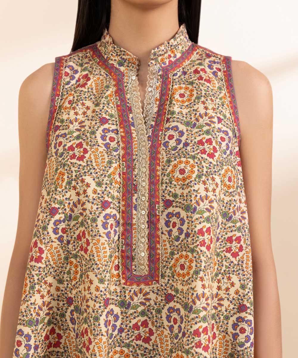 Women's Unstitched Cambric Multi Printed Shirt 