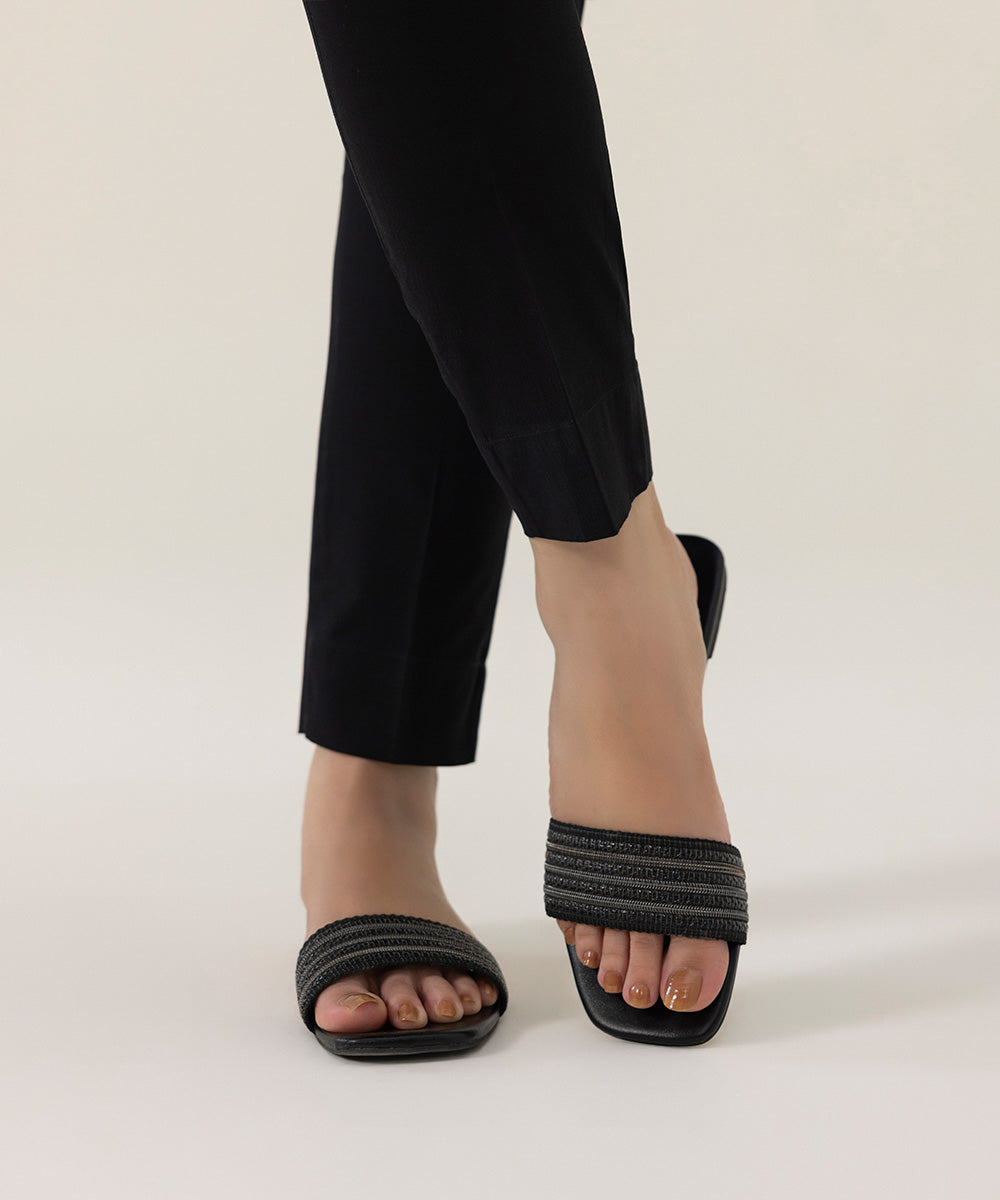 Women's Intermix Pret Cambric Plain Black Trousers