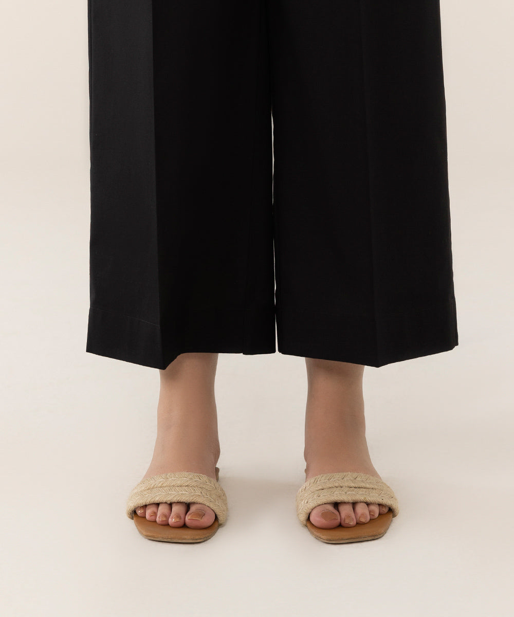 Women's Intermix Pret Cambric Plain Black Culottes