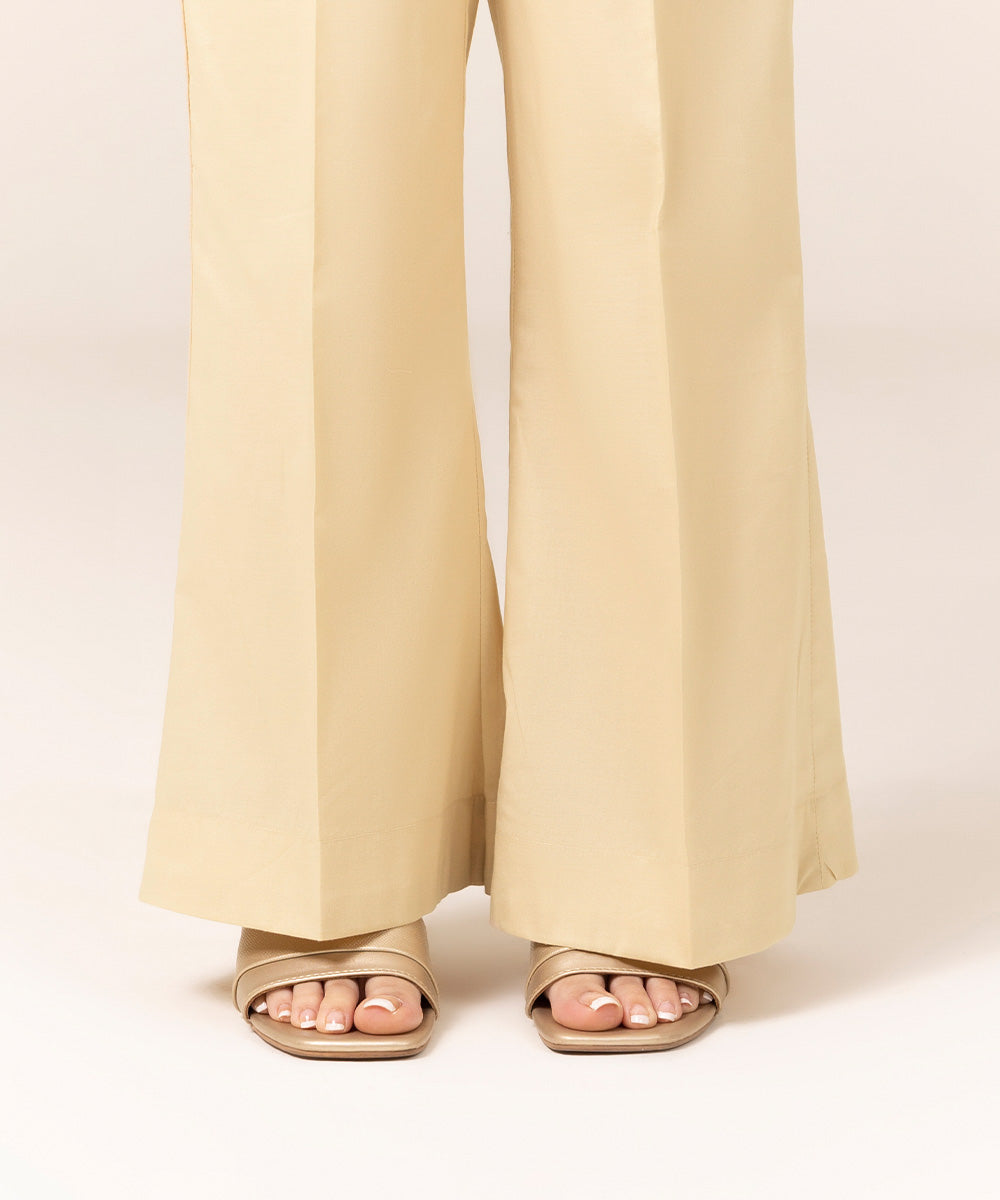 Women's Intermix Pret Cambric Plain Off White Trousers