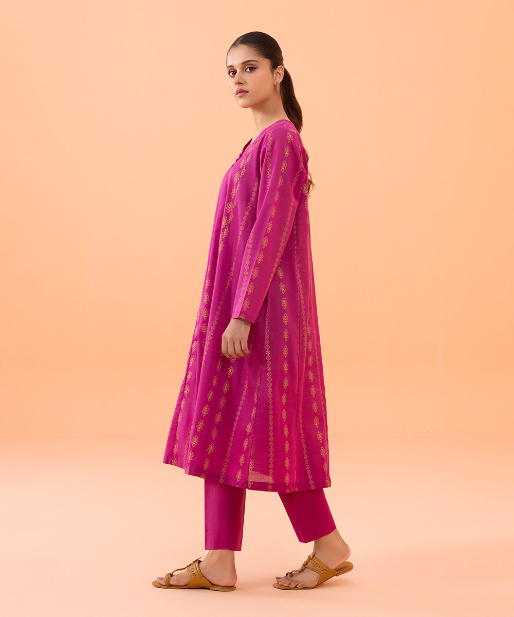 Women's Intermix Pret Printed Textured Lawn Pink 2 Piece Suit