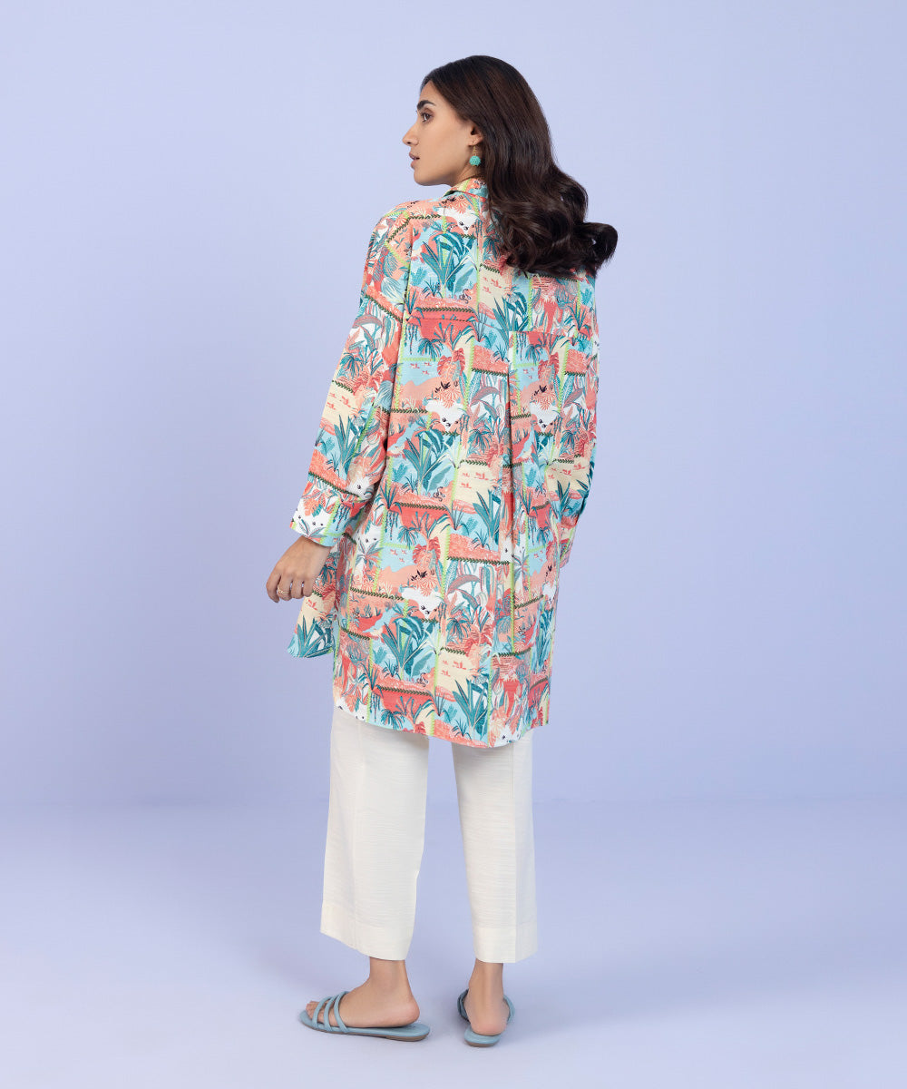 Women's Pret Khaddar Printed Multi Button Down Shirt