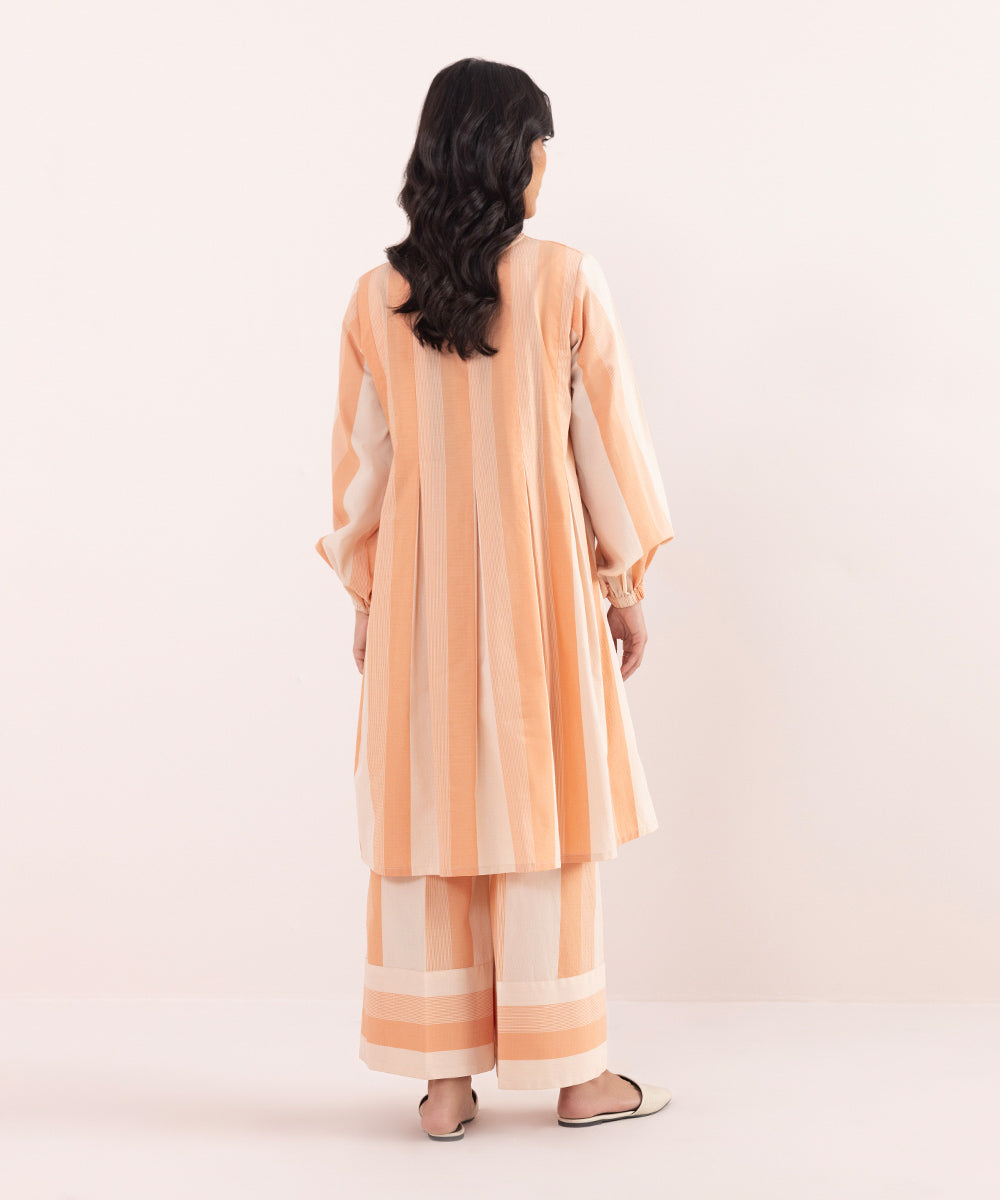 Women's Pret Yarn Dyed Solid Orange A-Line Shirt