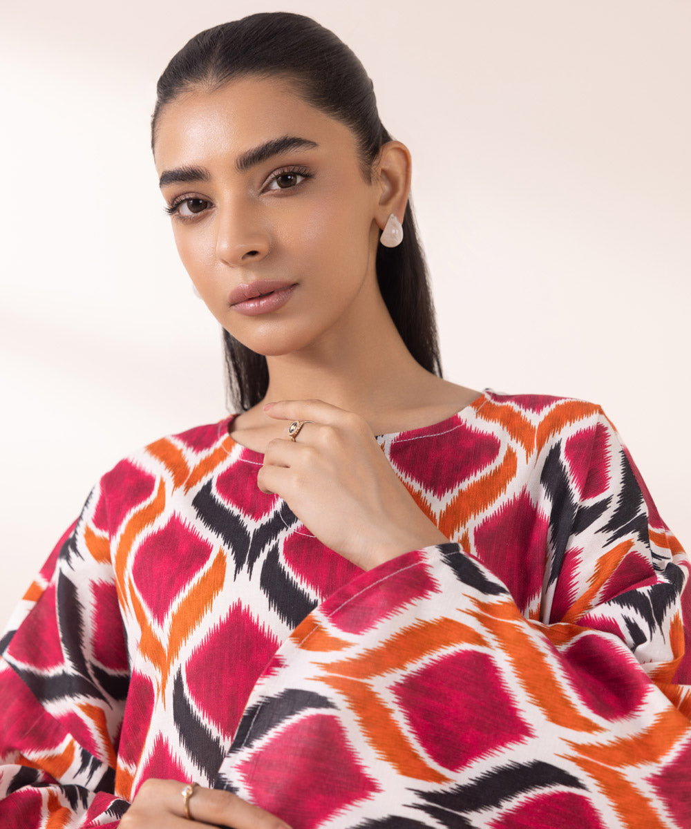 Women's Pret Khaddar Multi Printed Boxy Shirt