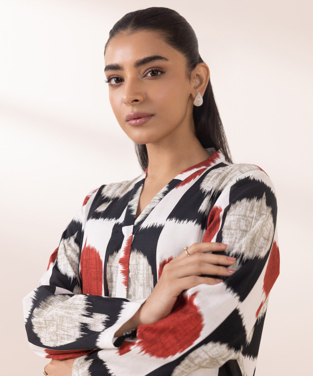 Women's Pret Khaddar Multi Printed A-Line Shirt