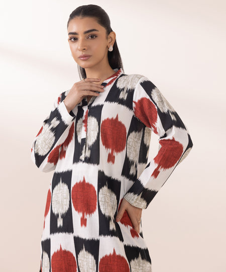 Women's Pret Khaddar Multi Printed A-Line Shirt