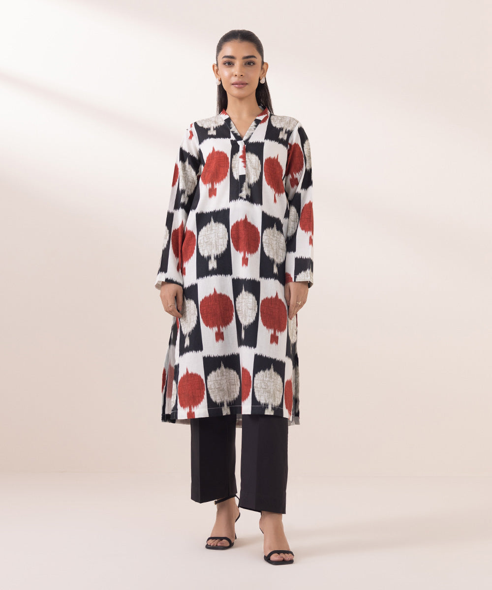 Women's Pret Khaddar Multi Printed A-Line Shirt