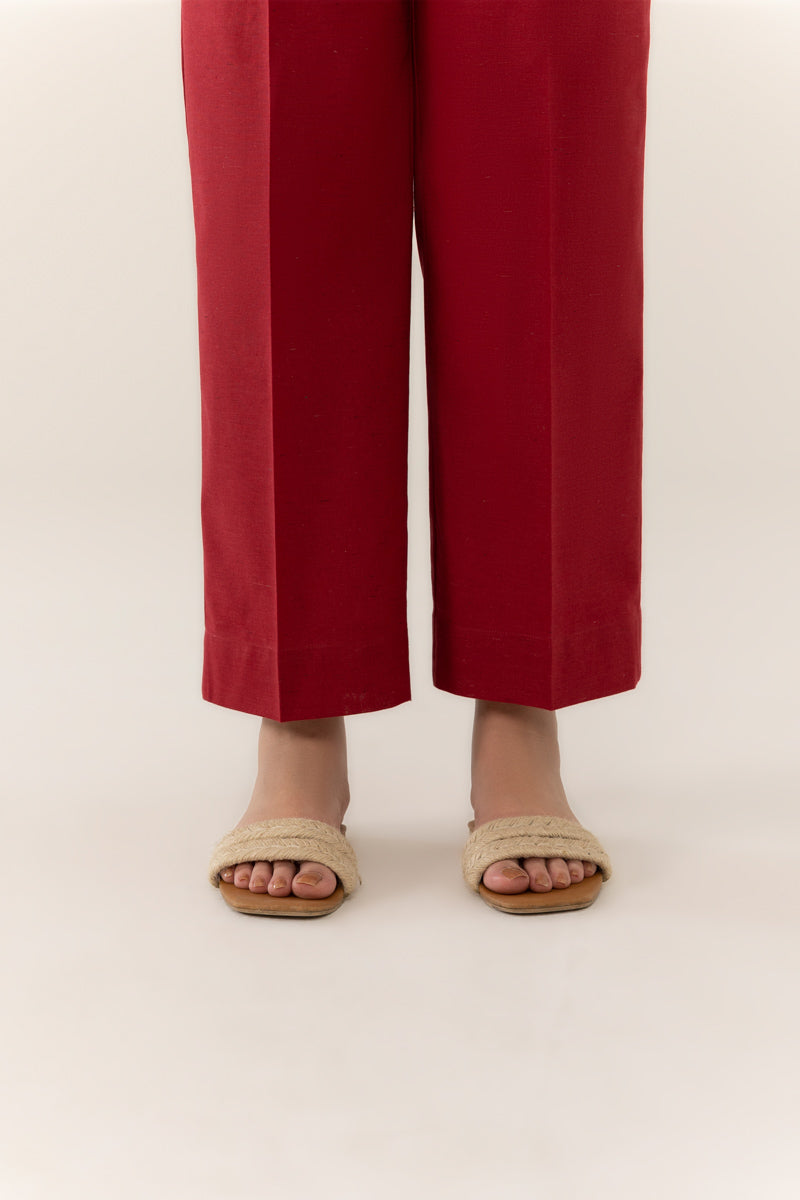 Women's Intermix Pret Recycled Cotton Printed Red Trousers