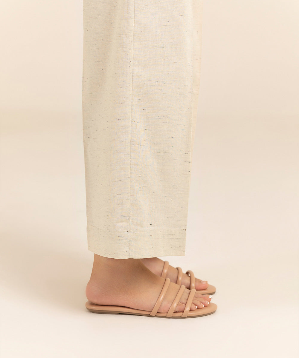 Women's Intermix Pret Recycled Cotton Printed Off White Trousers