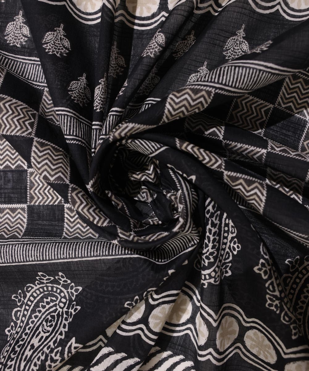 Women's Intermix Pret Textured Voile Printed Black Dupatta