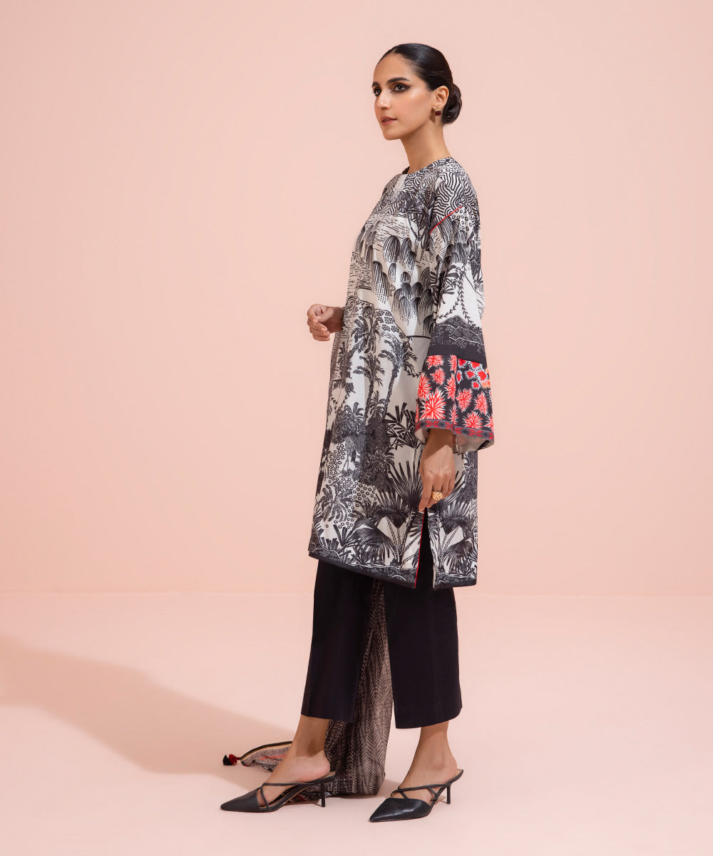 Women's Eid Pret Blended Silk Printed Black 2 Piece Suit