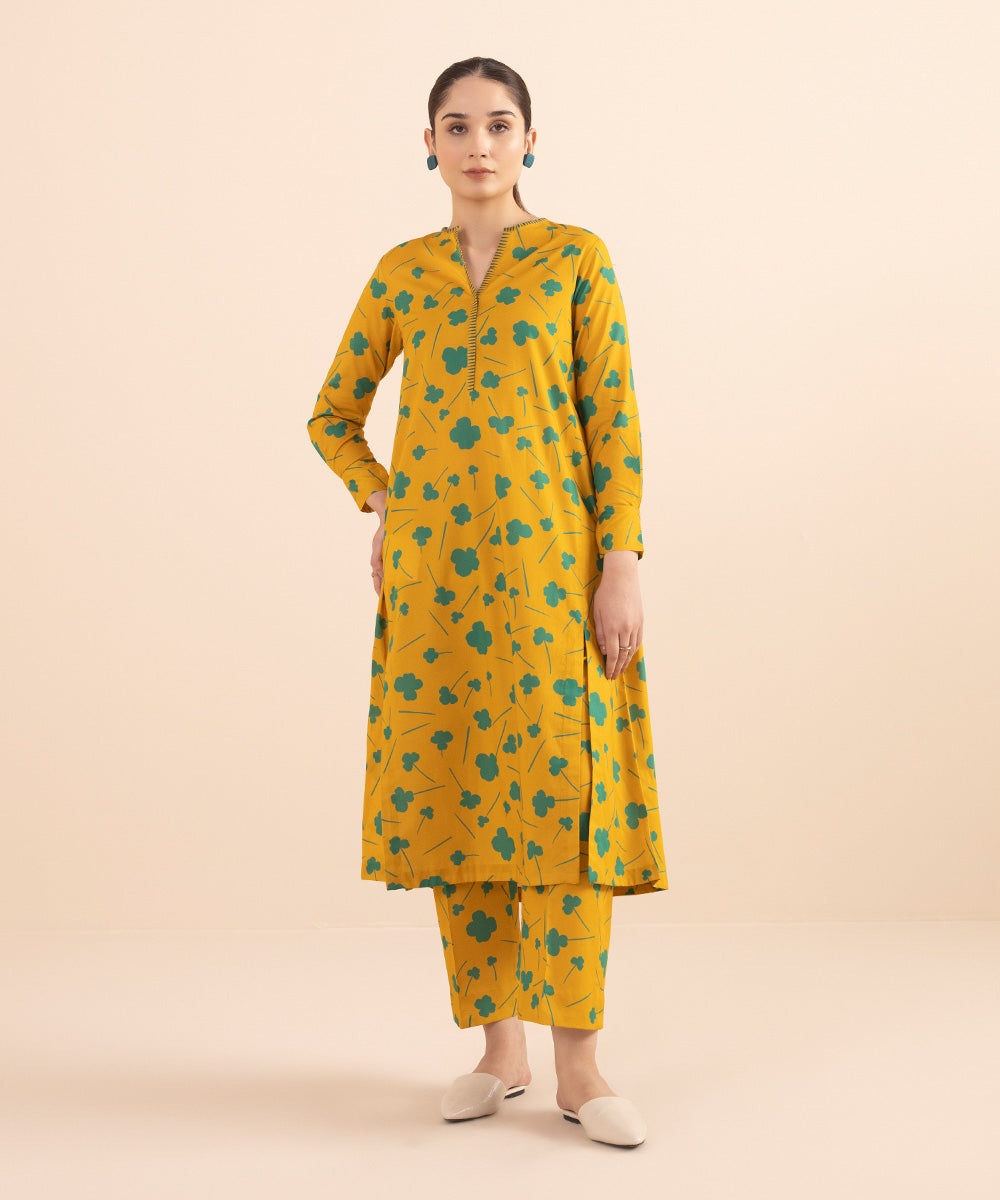 Women's Unstitched Lawn Yellow Shirt