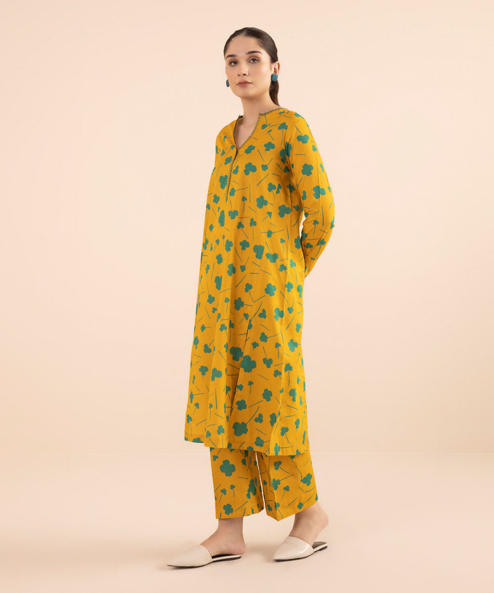Women's Unstitched Lawn Yellow Shirt