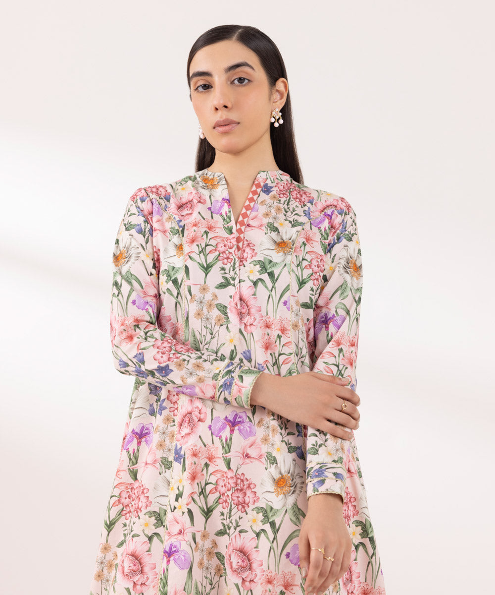 Women's Cambric Printed Multi Unstitched Shirt