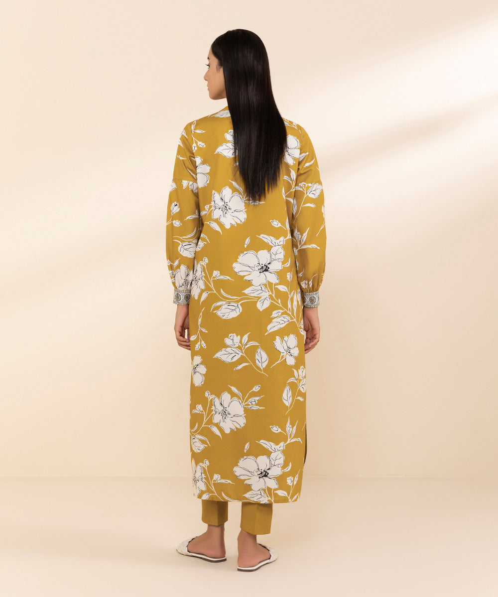 Women's Lawn Printed Yellow Unstitched Shirt