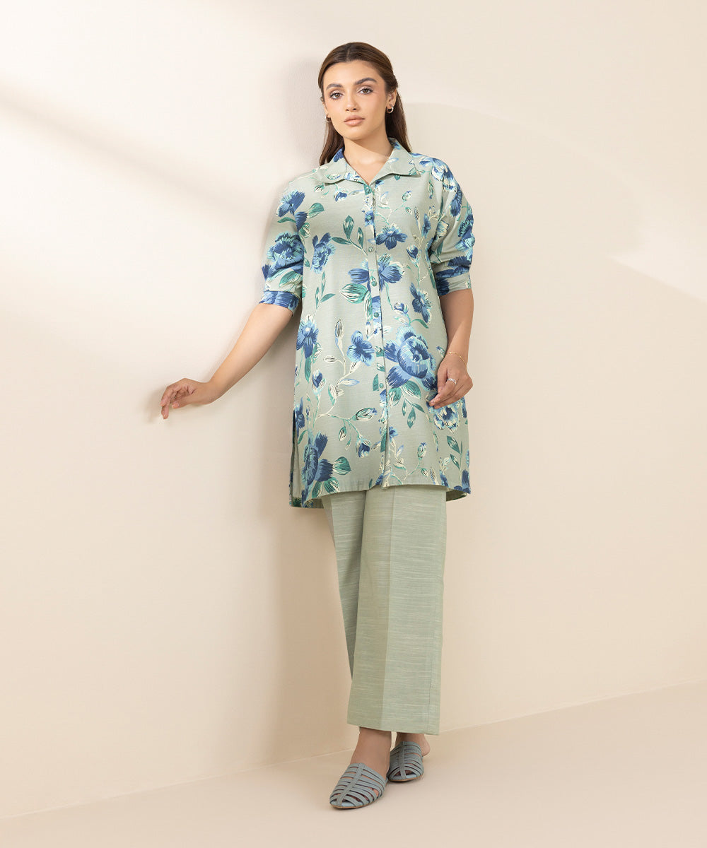 Women's Unstitched Khaddar Printed Grey Shirt