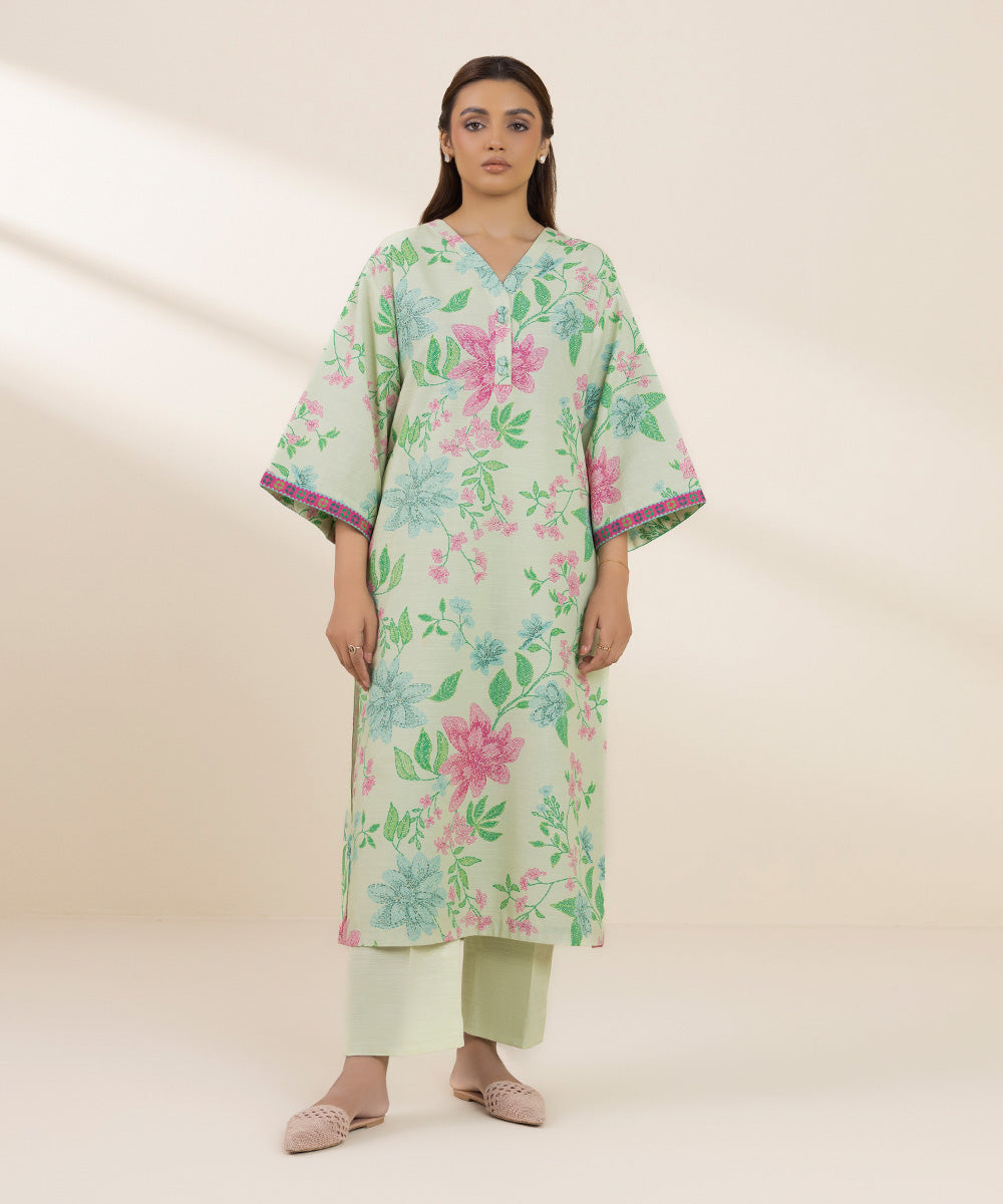 Women's Unstitched Khaddar Printed Multi Shirt