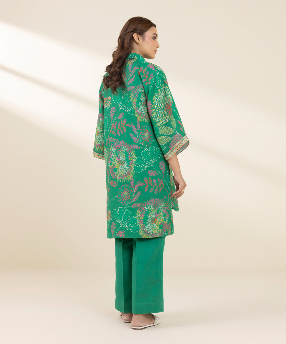 Women's Unstitched Khaddar Printed Green Shirt