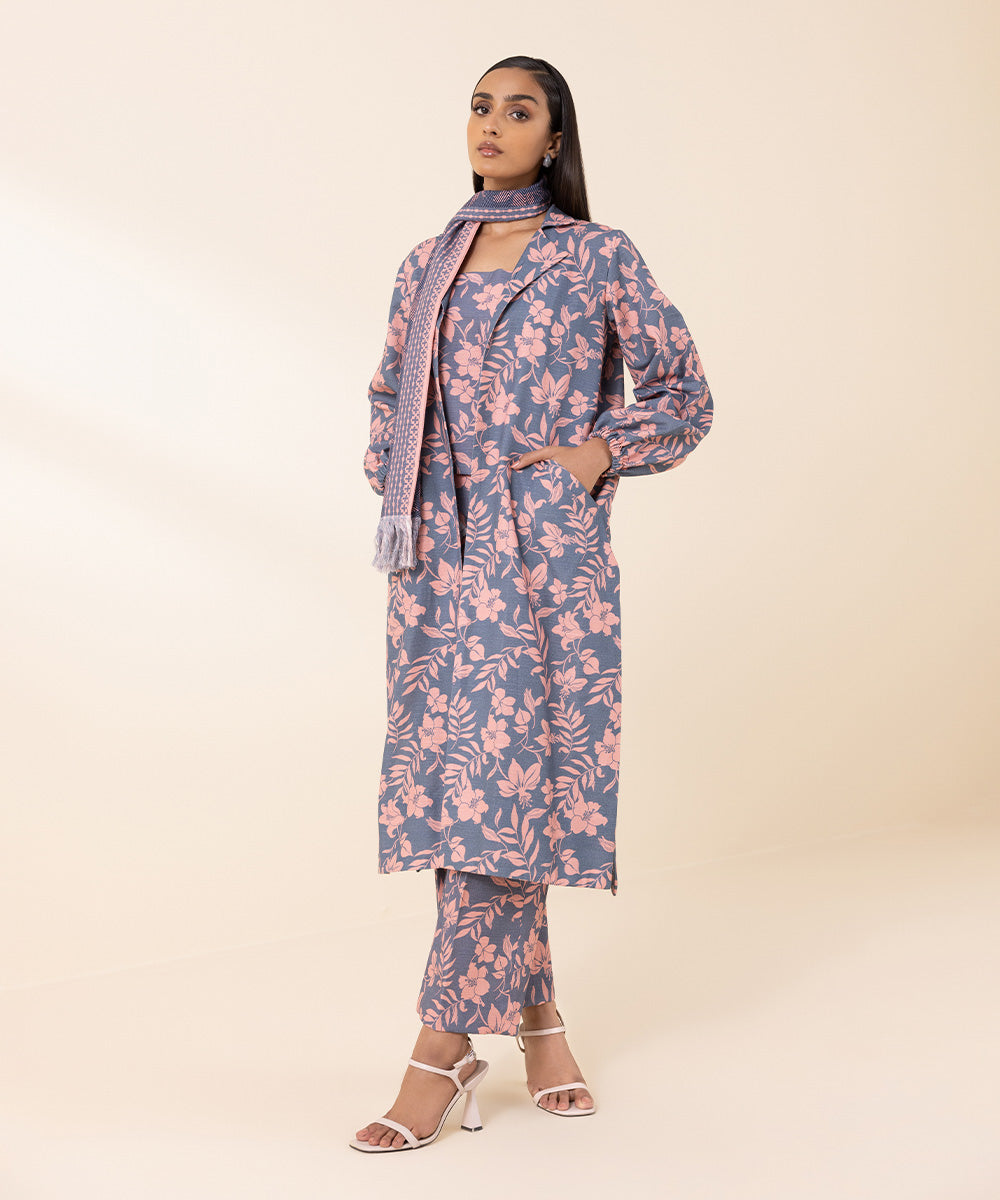 Women's Unstitched Khaddar Multi Printed Shirt