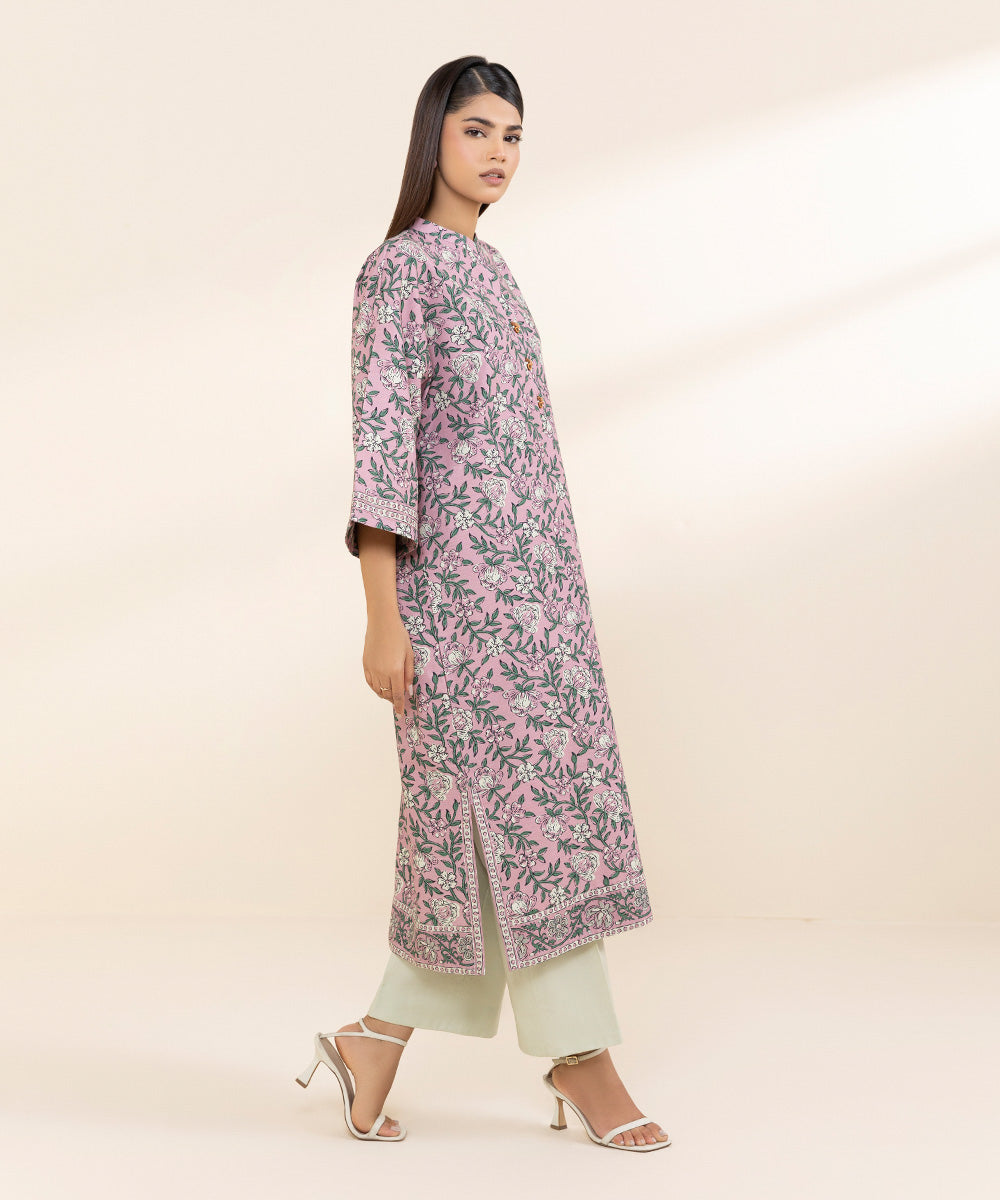 Women's Unstitched Khaddar Pink Printed Shirt