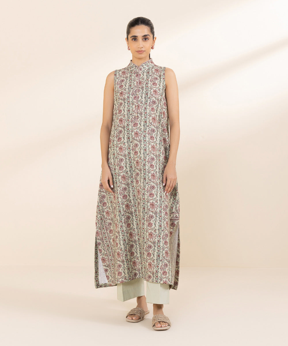 Women's Unstitched Khaddar Off White Printed Shirt