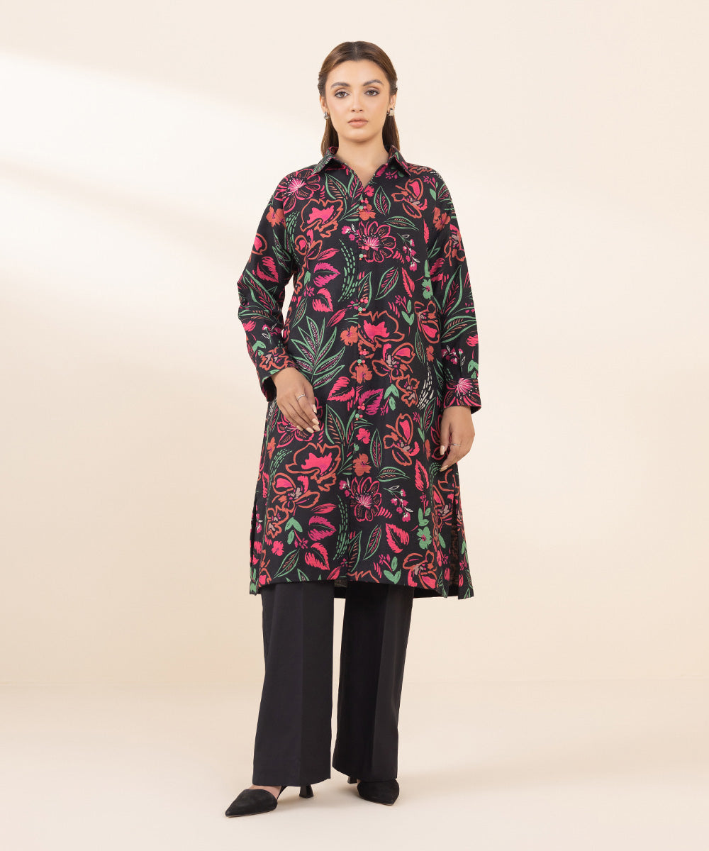 Women's Unstitched Khaddar Printed Multi Shirt