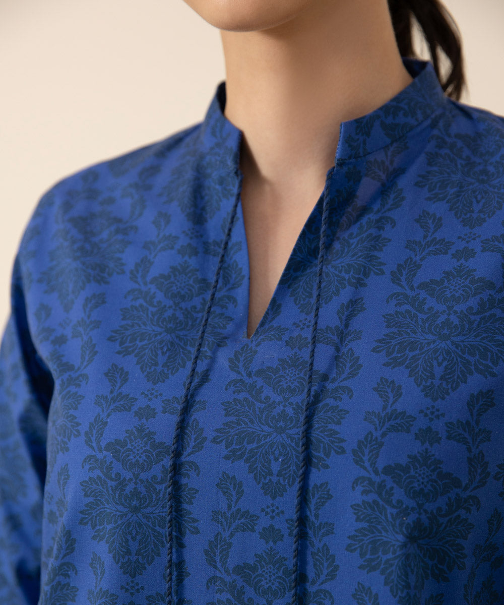 Women's Intermix Unstitched Cambric Blue 2 Piece Suit