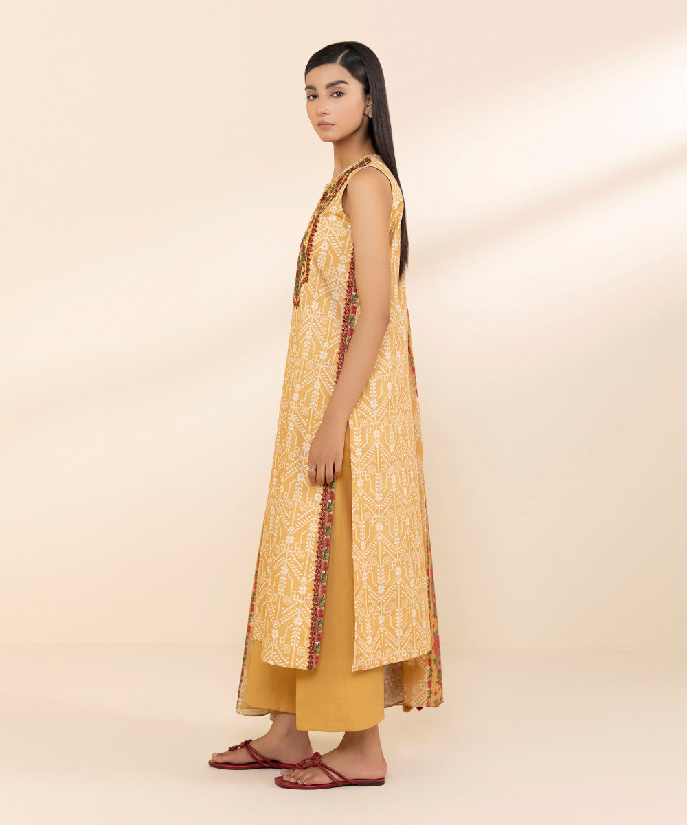 Women's Lawn Embroidered Yellow Unstitched 2 Piece Suit