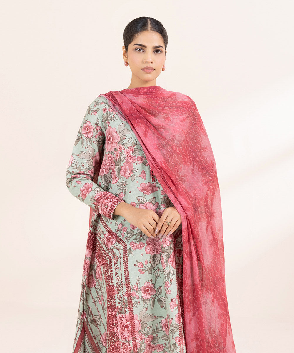 Women's Unstitched Khaddar Multi Printed 2 Piece Suit