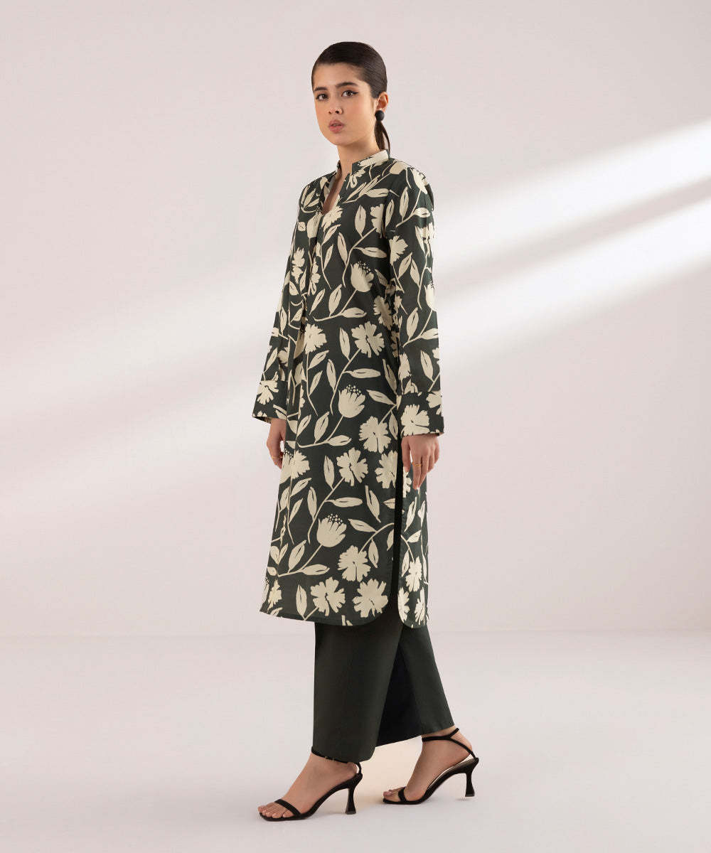 Women's Unstitched Lawn Grey Printed 2 Piece Suit