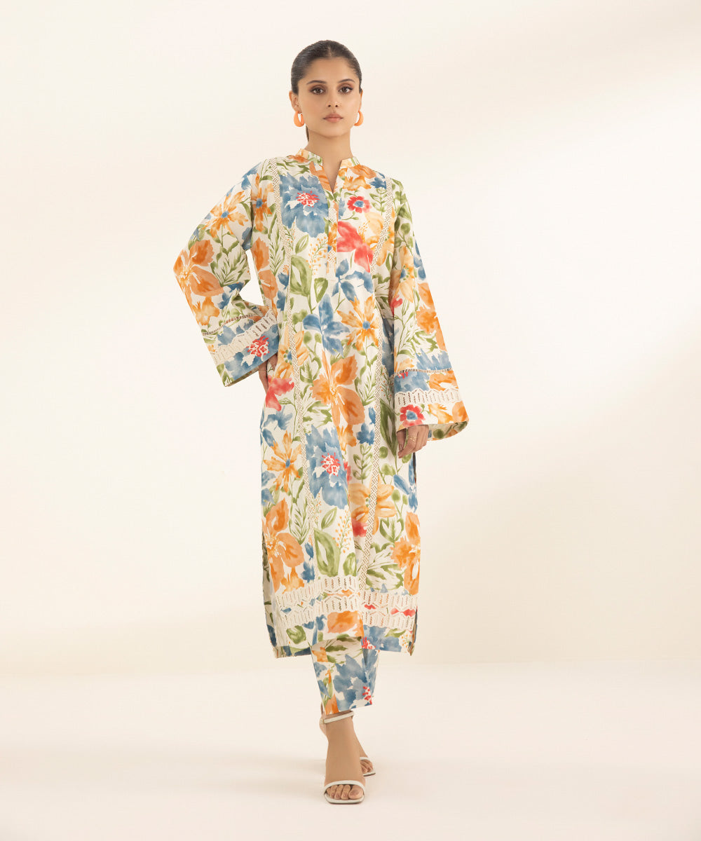 Women's Unstitched Lawn Printed Multi 2 Piece Suit