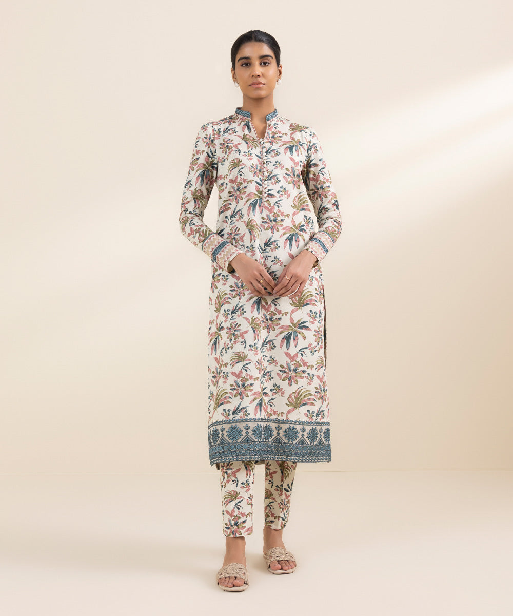 Women's Unstitched Lawn Multi Embroidered 2 Piece Suit