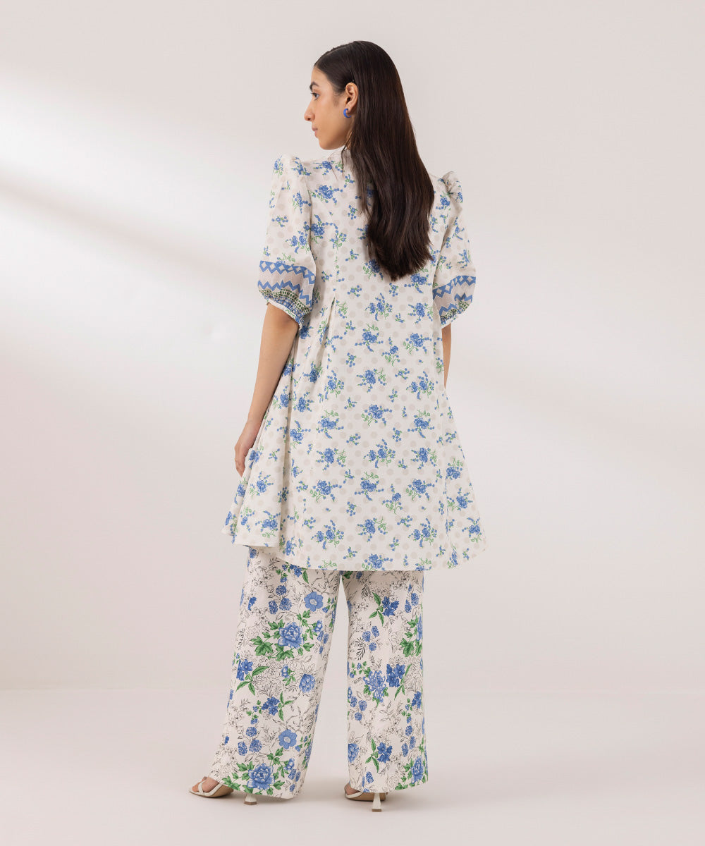 Women's Lawn Printed White Unstitched 2 Piece Suit