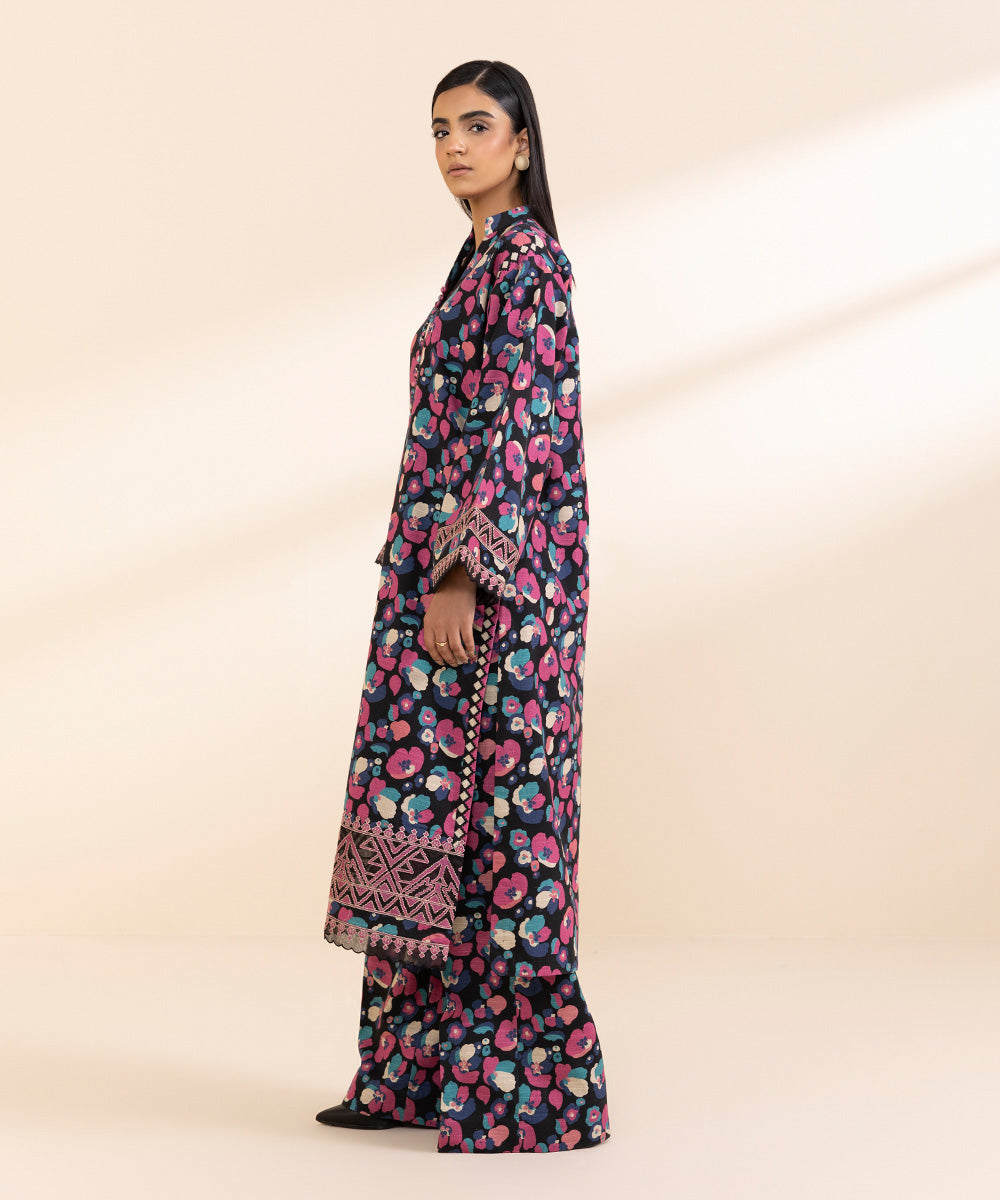 Women's Unstitched Light Khaddar Embroidered Multi 2 Piece Suit